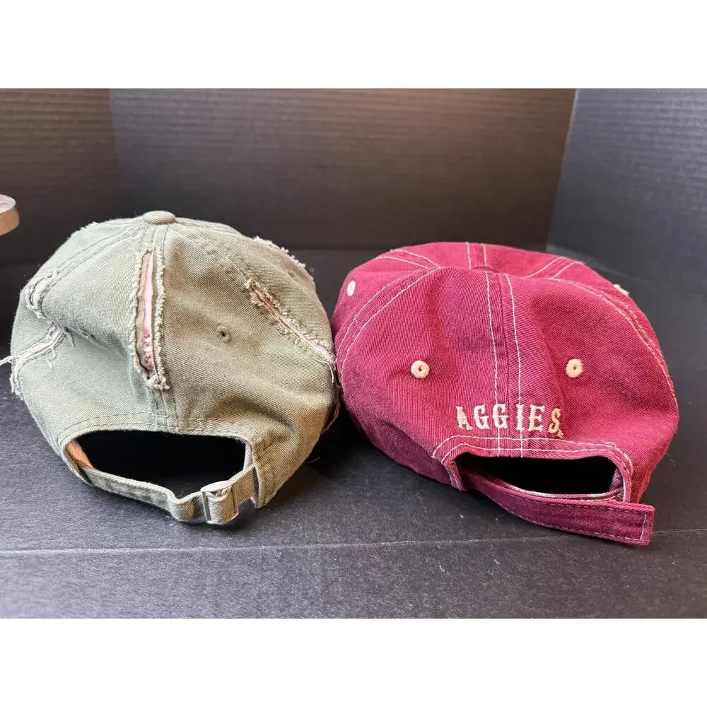 Texas A&M Hats Aggies Lot of 2 Women's Bling Cotton Strap Back Embroidered Cap